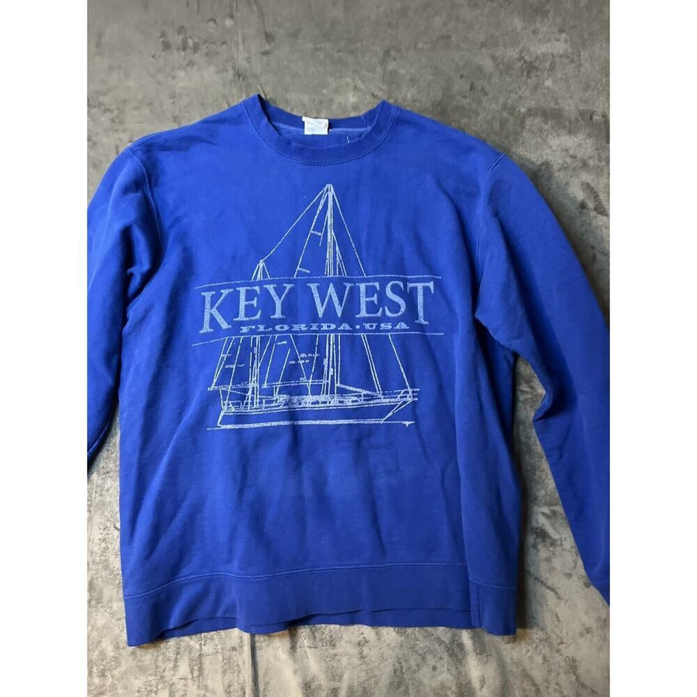 Vtg 90's Key West Sweatshirt Adult‎ Large Gray Long Sleeve Port Co